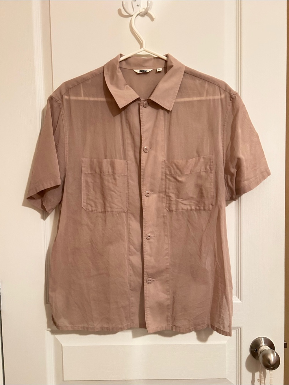 UniqloU women's Short-Sleeve Button-Down Shirt - Dusty Pink